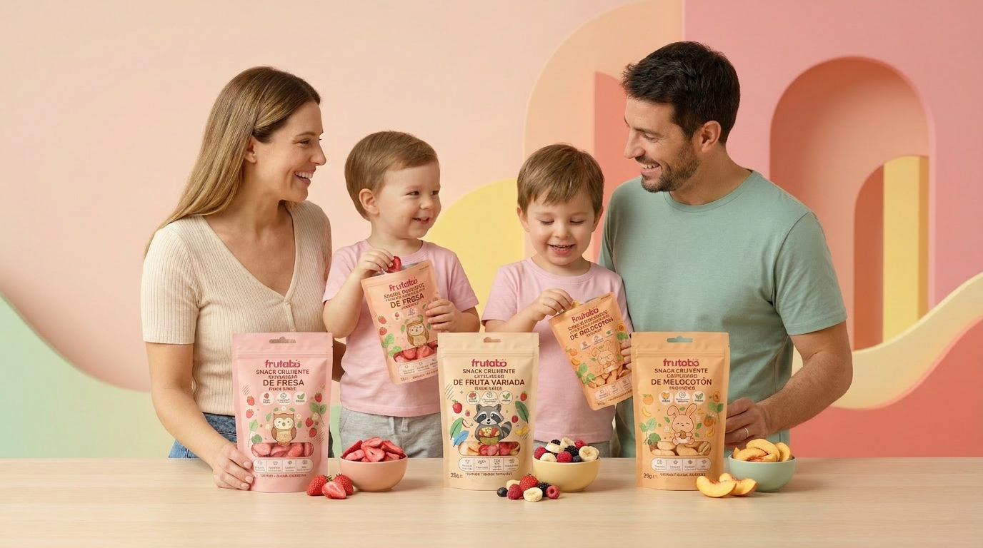Familia disfrutando snacks Frutabo