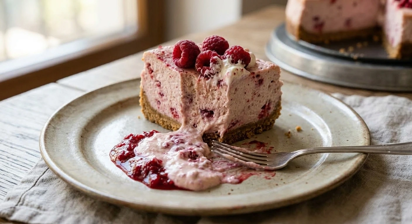 Tarta de queso completa servida en la mesa